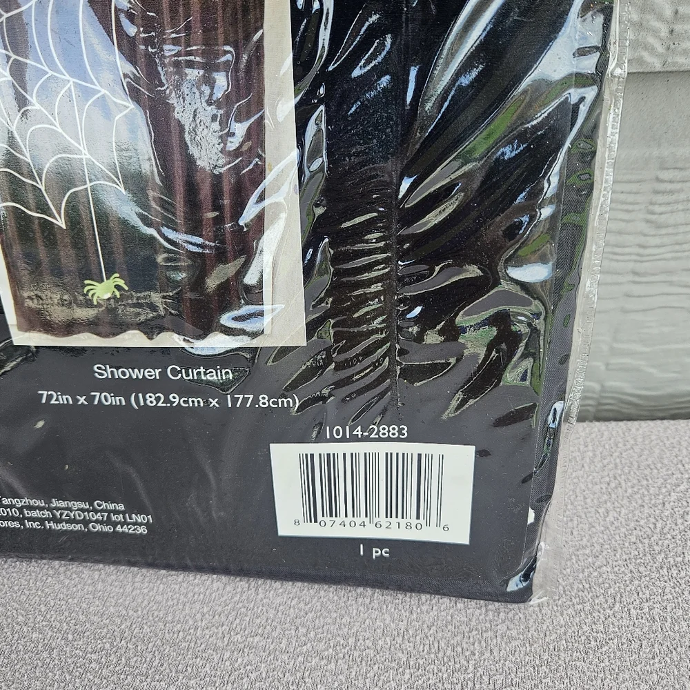 Jo-Ann Halloween Shower Curtain Black Spider Web 72